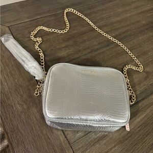 Victoria's Secret Silver Crossbody Bag with Gold Chain